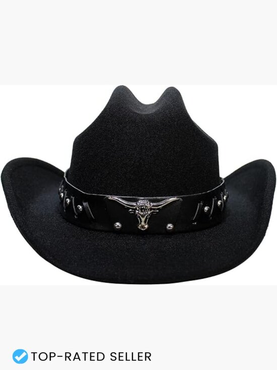 Accessories - Classic Western Cowboy Hat Wide Brim Felt Style Unisex Outdoor Festival